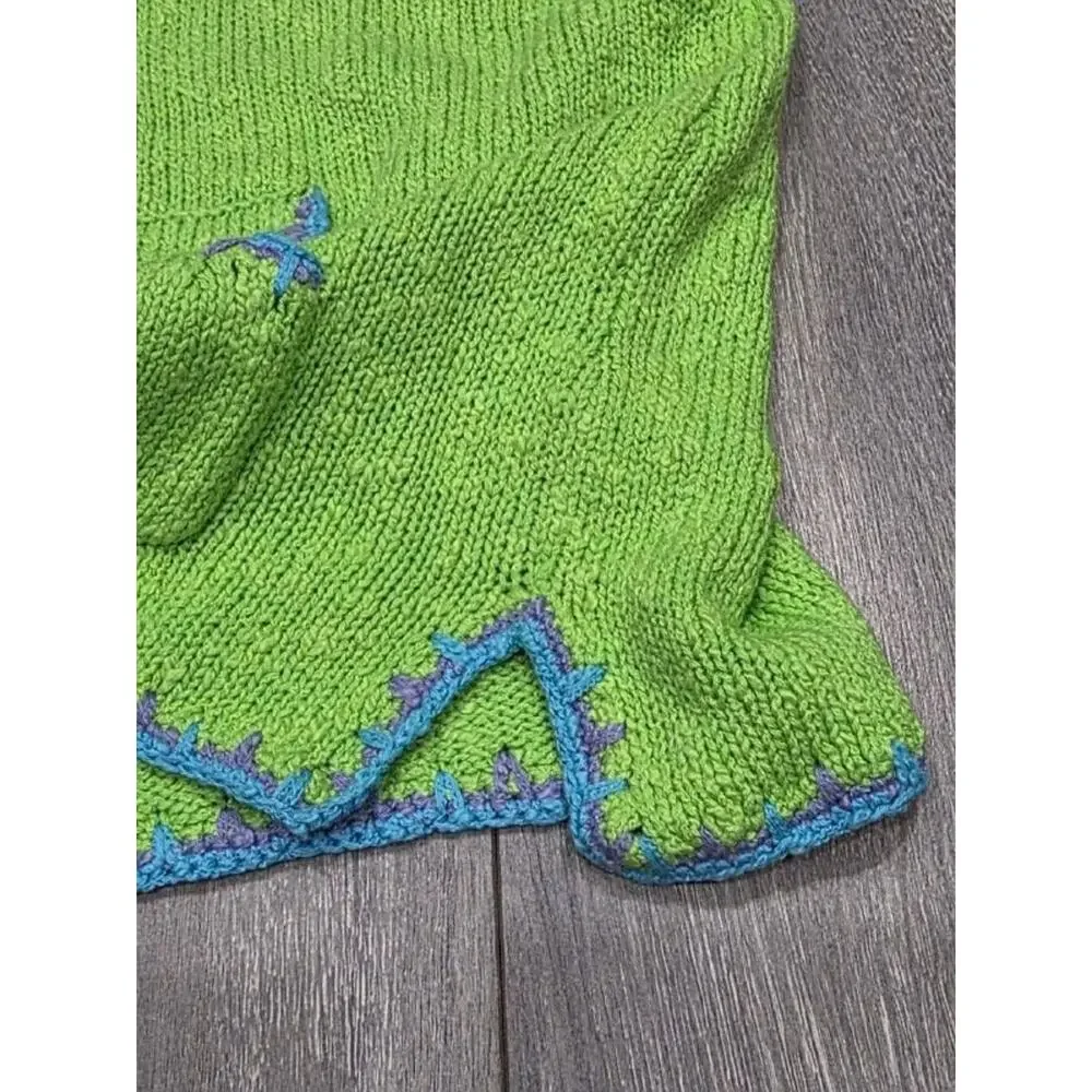 NWT Quacker Factory Embroidered butterfly knit top w/ hood Green Small A004004